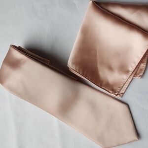 Classic Satin Tie and Pocket Square Set - Light Pink